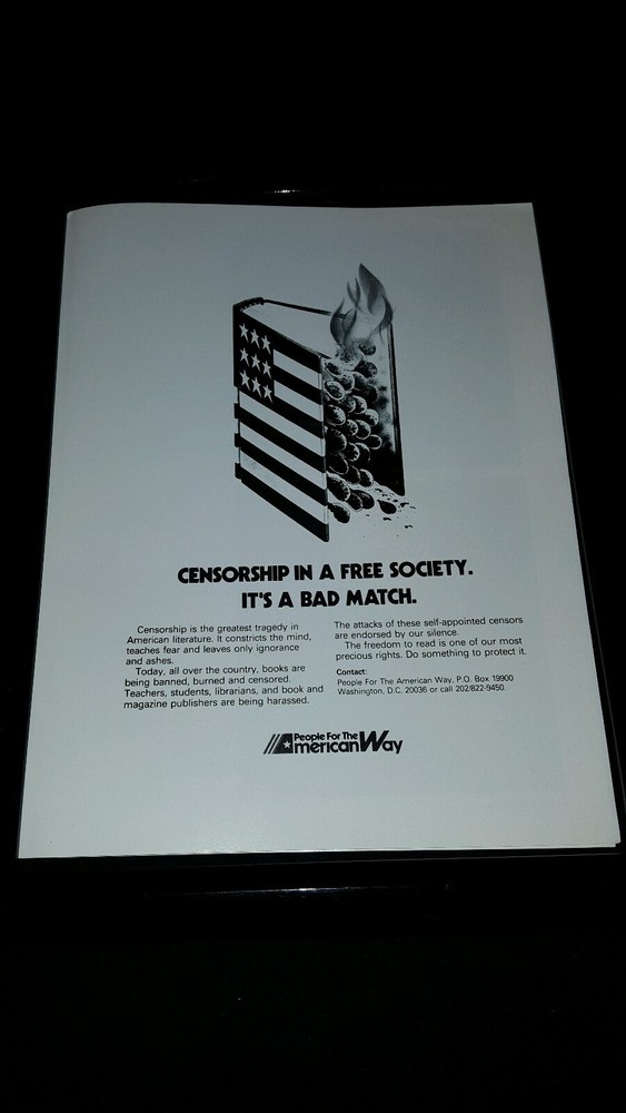 People For The American Way Censorship Rare Original Promo Ad Framed!