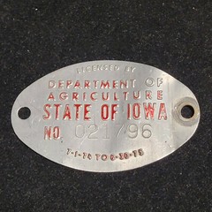 Lot of 3 Vintage Department of Agriculture State of Iowa Embossed Metal Tags L4